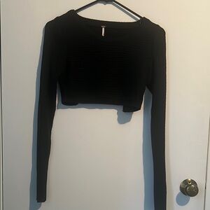 Free People Black Long Sleeve Crop Top